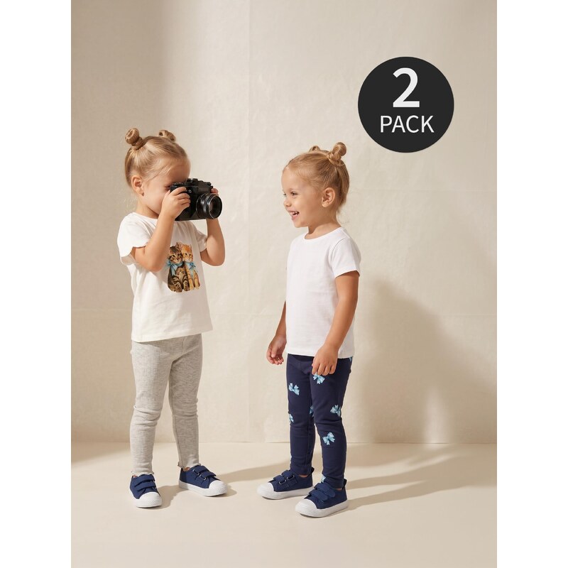 Sinsay - Bavlněné legíny s motivem mašlí 2 pack - námořnická
