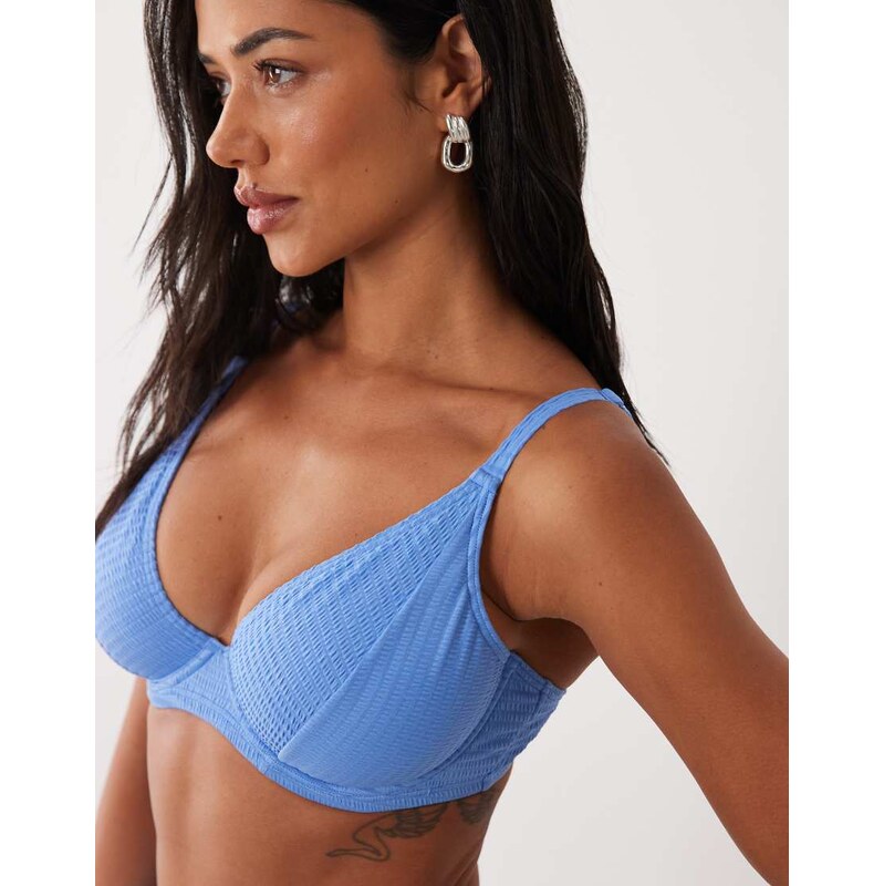 Peek & Beau textured underwire bikini top in blue