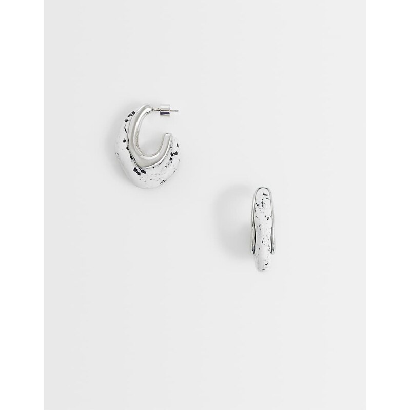 ASOS DESIGN small hoops with dalmation jasper stone-Multi