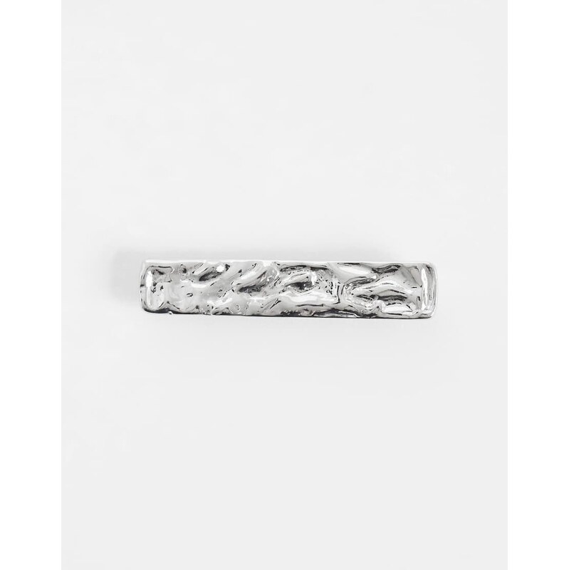 ASOS DESIGN tie pin with molten design in silver tone