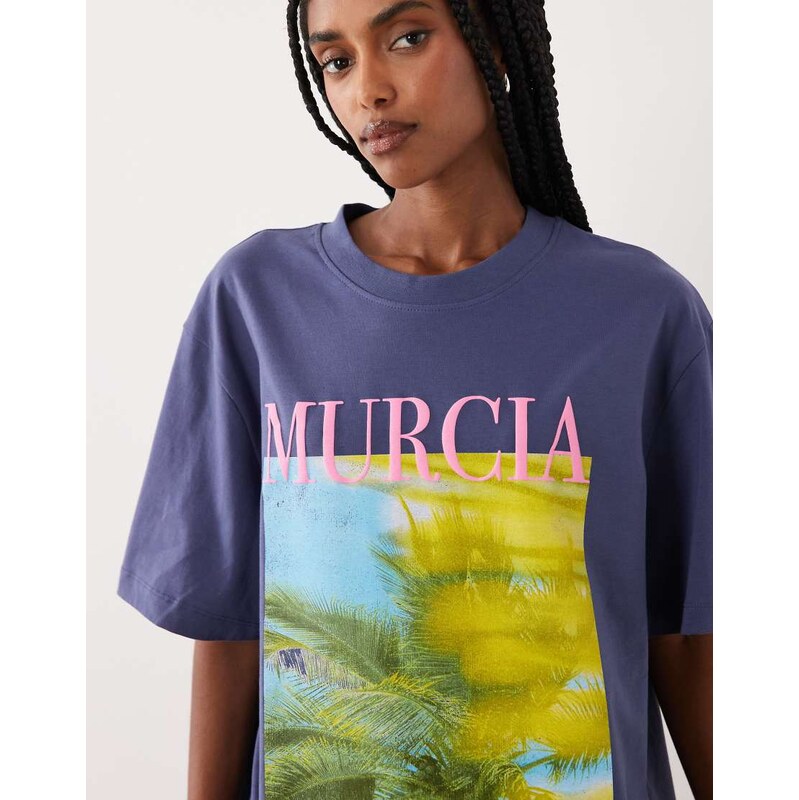 ASOS DESIGN oversized t-shirt with Murcia palm tree graphic in