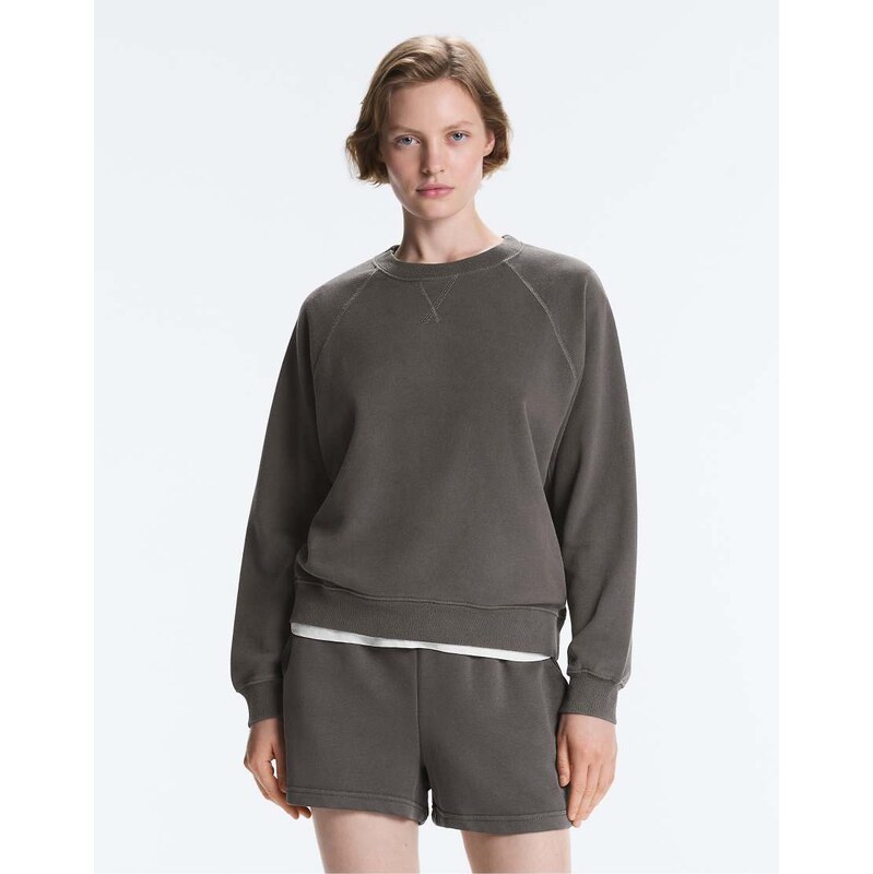 OYSHO Cotton round neck sweatshirt in grey