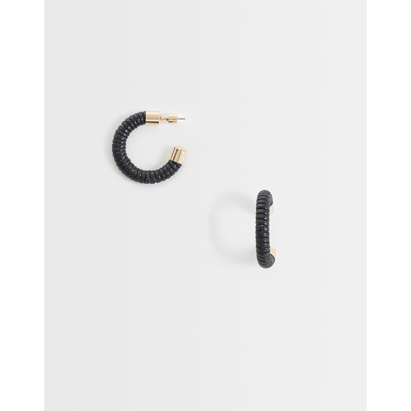 ASOS DESIGN mid-size hoops with black wrapping-Multi