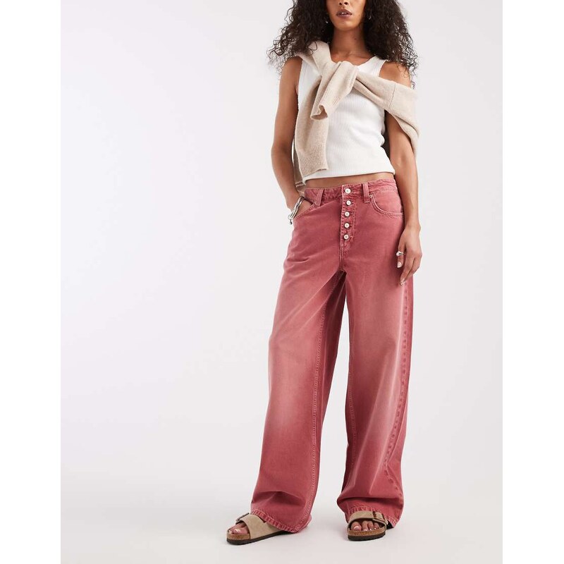 Free People Nia BF straight jean in washed pink