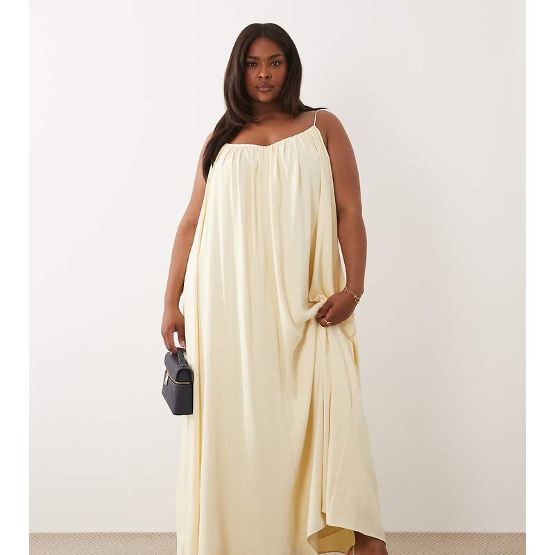 ASOS Curve ASOS DESIGN Curve strappy cami trapeze maxi dress in