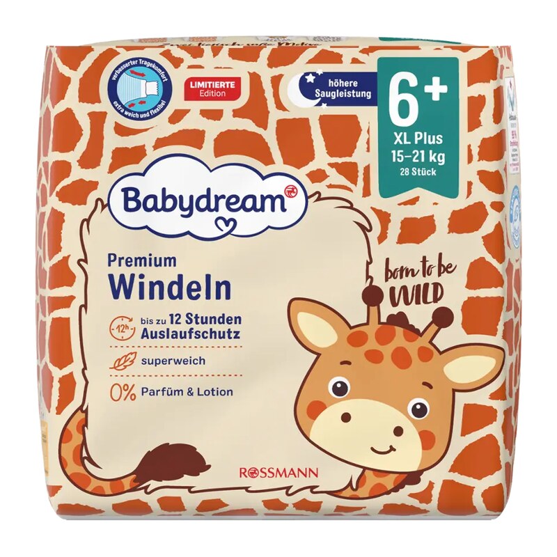 Babydream Pleny Premium, 15–21 kg, vel. 6+ XL Plus 28 ks
