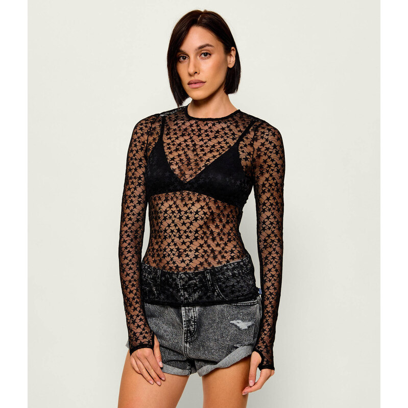 One Teaspoon Krajková halenka Black magic star | Slim Fit