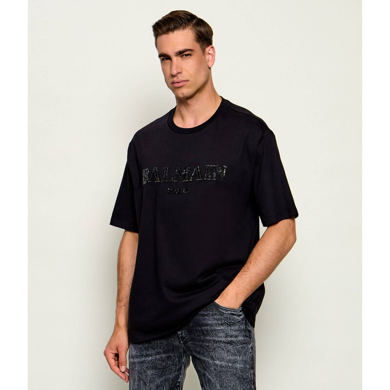 Balmain tričko v černé barvě, loose fit střih