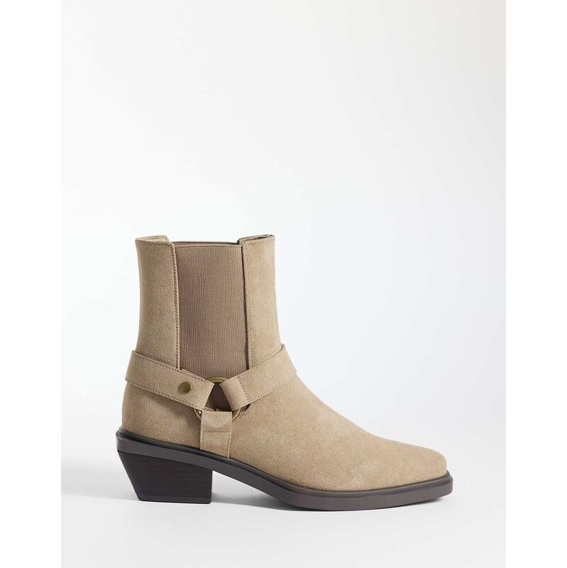 ASOS DESIGN cuban heeled chelsea boot with buckle detail in