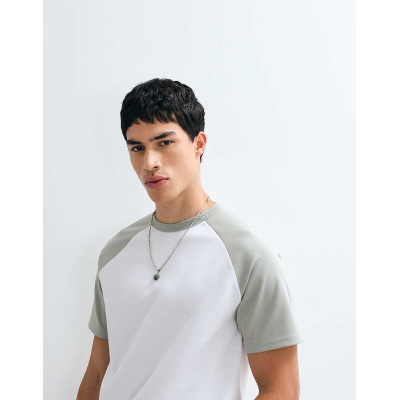 ASOS DESIGN breatheMAX raglan t-shirt in white and light green