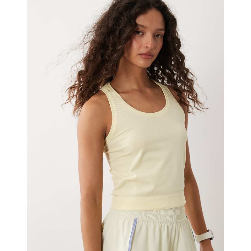 Sweaty Betty Athlete Crop Seamless Workout Tank Top in yellow