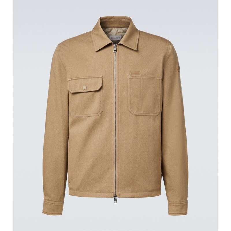 Moncler Leather-trimmed cotton jacket