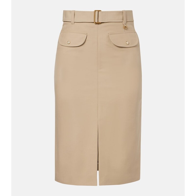 Moncler Belted cotton pencil skirt