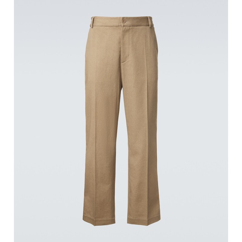 Moncler Pleated cotton straight pants