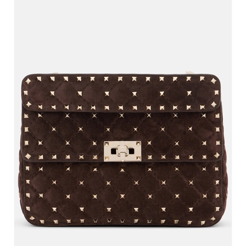 Valentino Garavani Rockstud Spike Medium suede top-handle bag