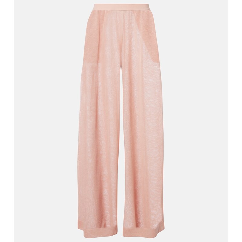 Alaia AlaÃ¯a Semi-sheer linen and silk wide-leg pants