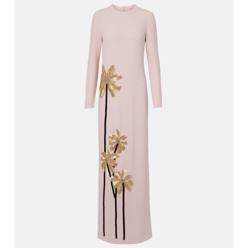 Costarellos Nevina crystal-embellished crÃªpe gown