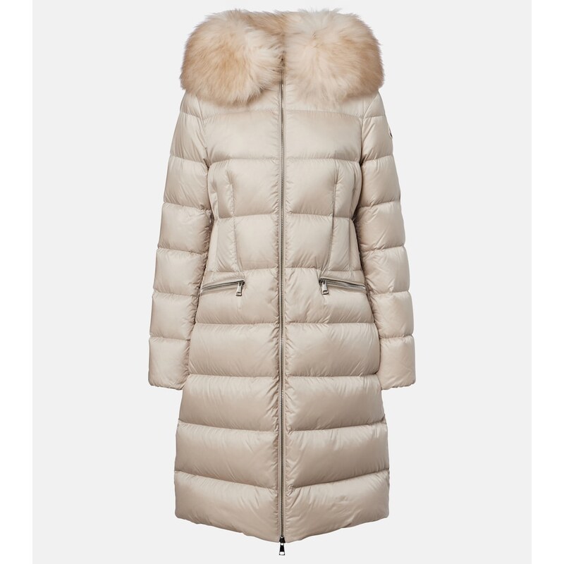 Dámský kabát Moncler Boedic s vlněným okrajem
