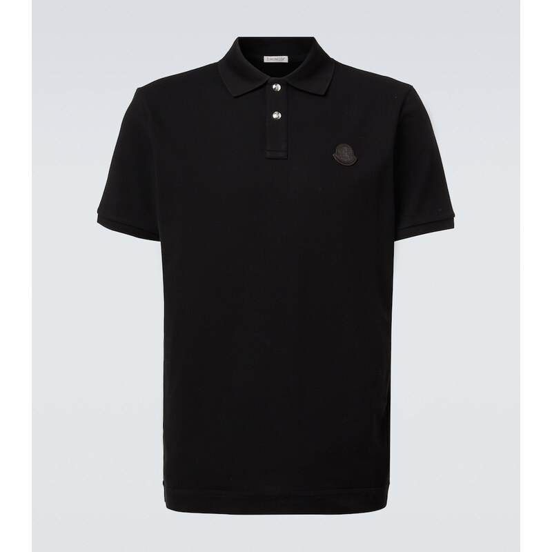 Moncler Leather-trimmed cotton piquÃ polo shirt