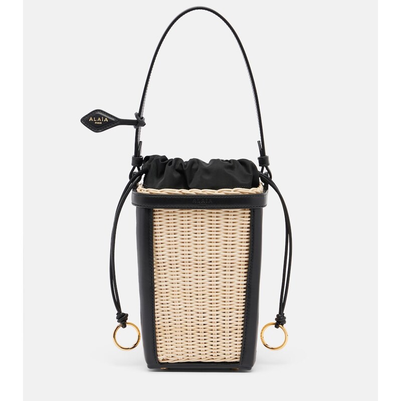 Alaia AlaÃ¯a Small wicker and leather bucket bag