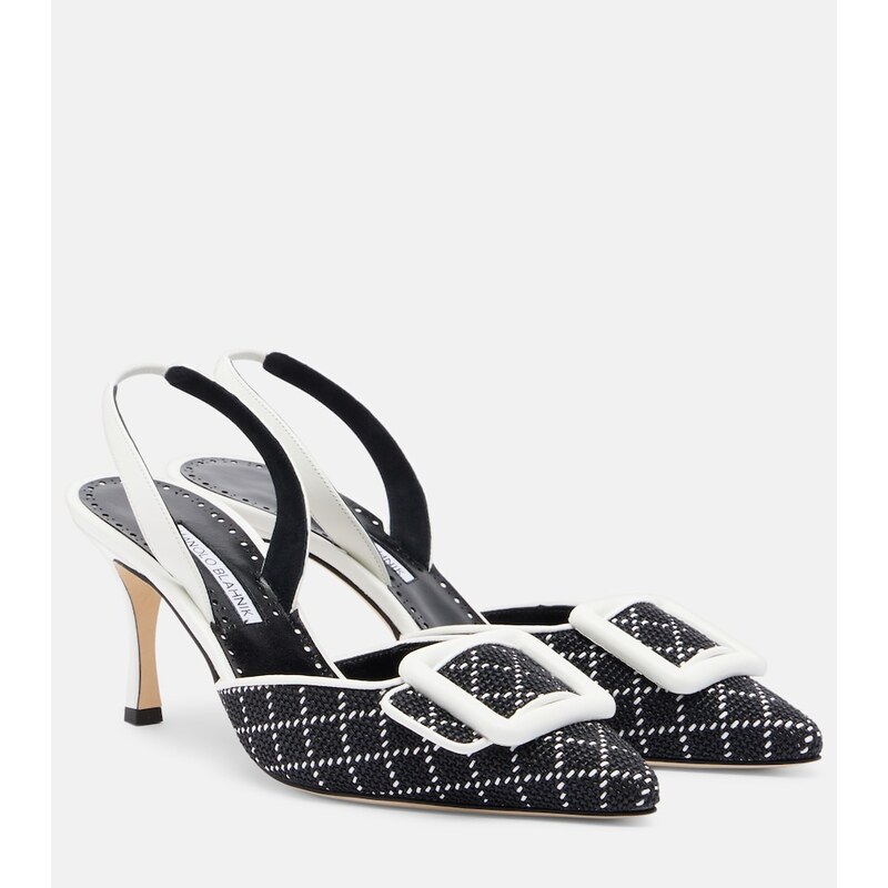 Manolo Blahnik Maysli lodičky s efektem raffia