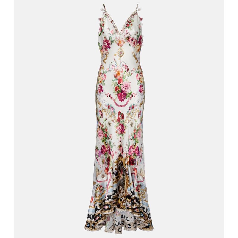 Camilla Floral silk satin maxi dress