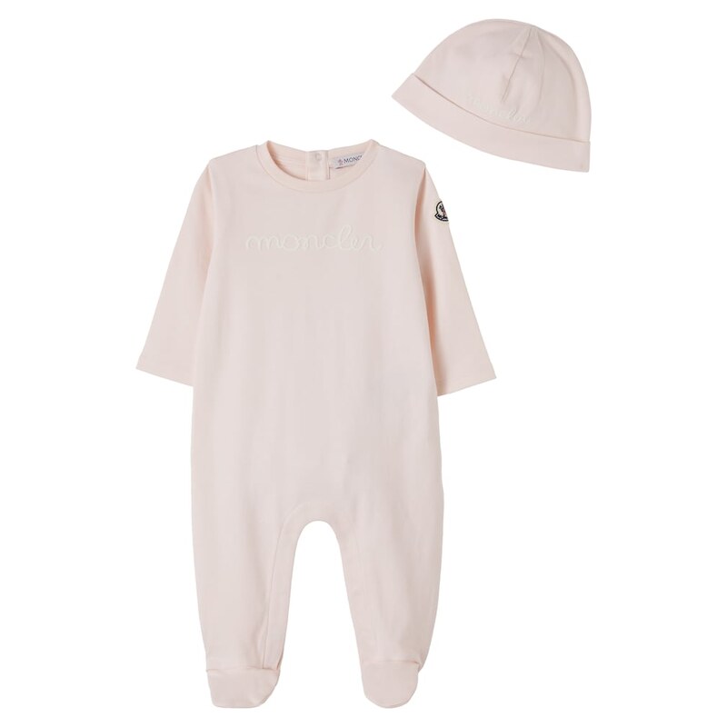 Moncler Enfant Baby cotton beanie and onesie set