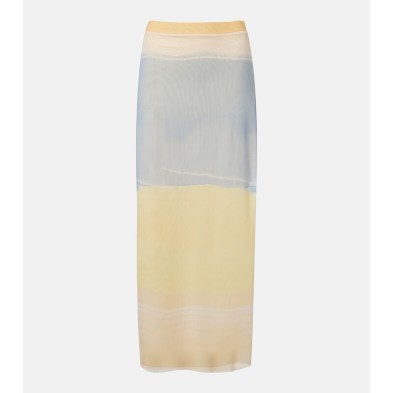 SIR Printed mesh maxi skirt
