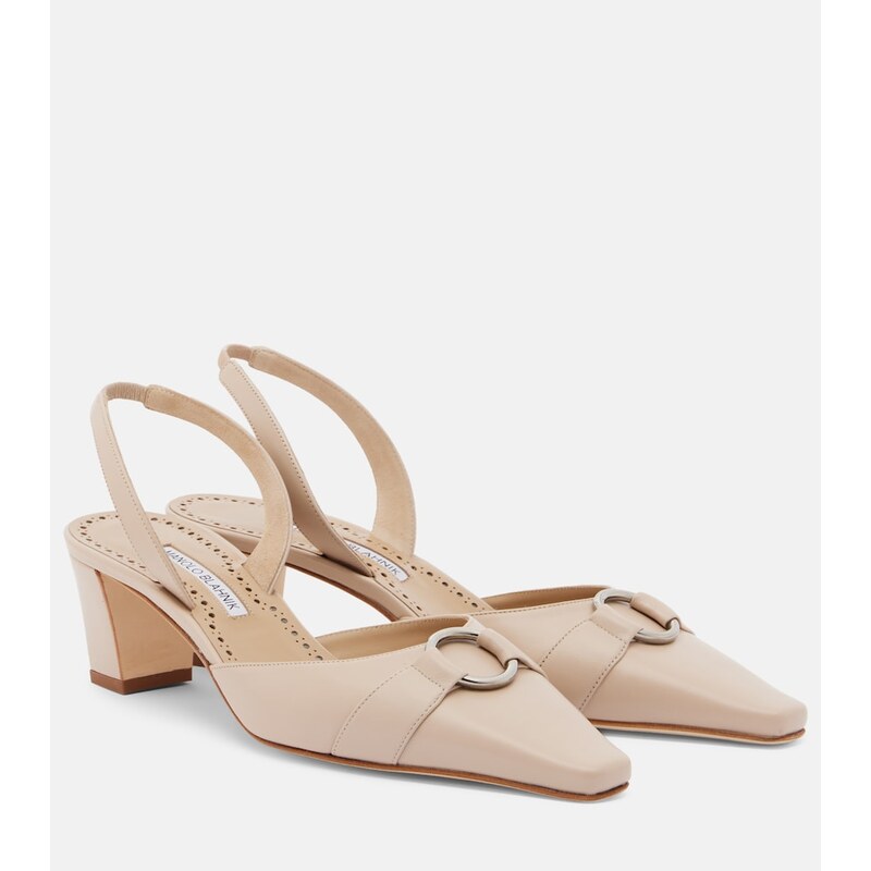 Manolo Blahnik Trixa leather slingback pumps