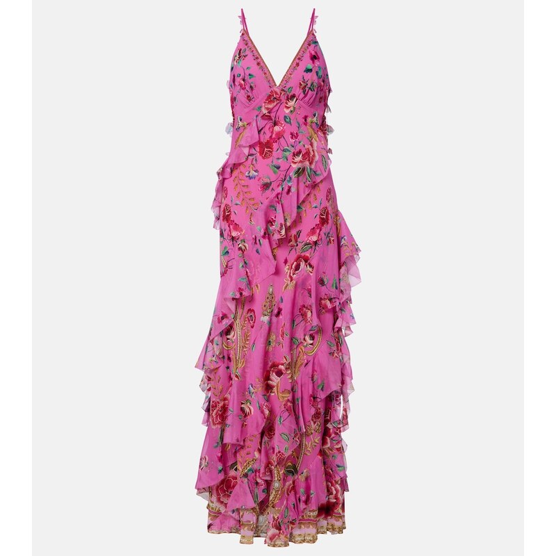 Camilla Floral ruffled silk maxi dress