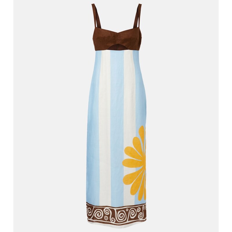 Cala de la Cruz Nara cutout striped linen midi dress