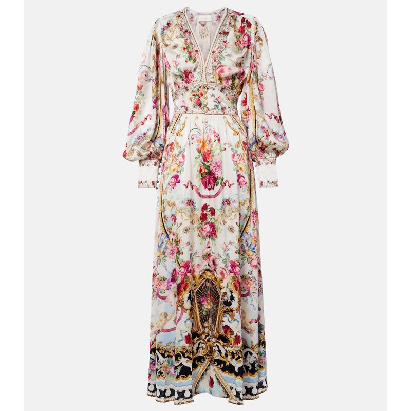 Camilla Floral silk satin maxi dress