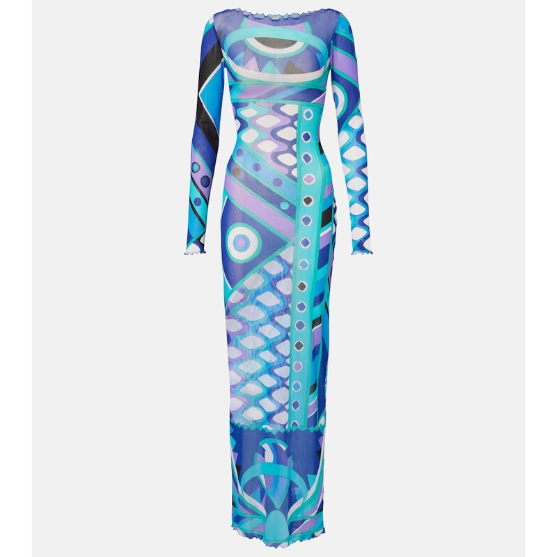 Pucci Vivara ruffled tulle maxi dress