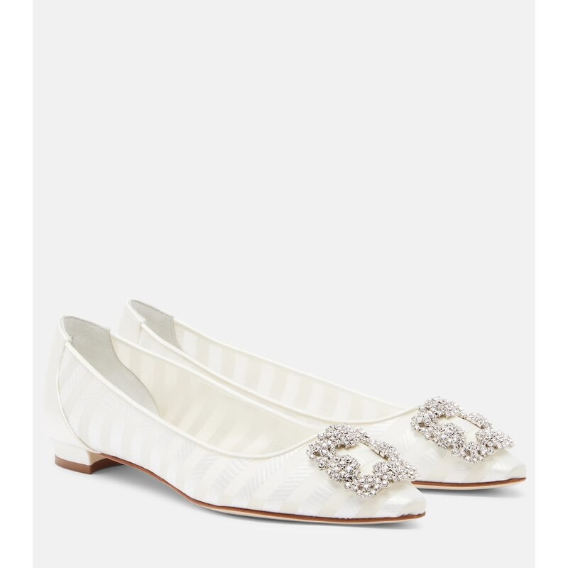 Manolo Blahnik Hangisi embellished organza ballet flats