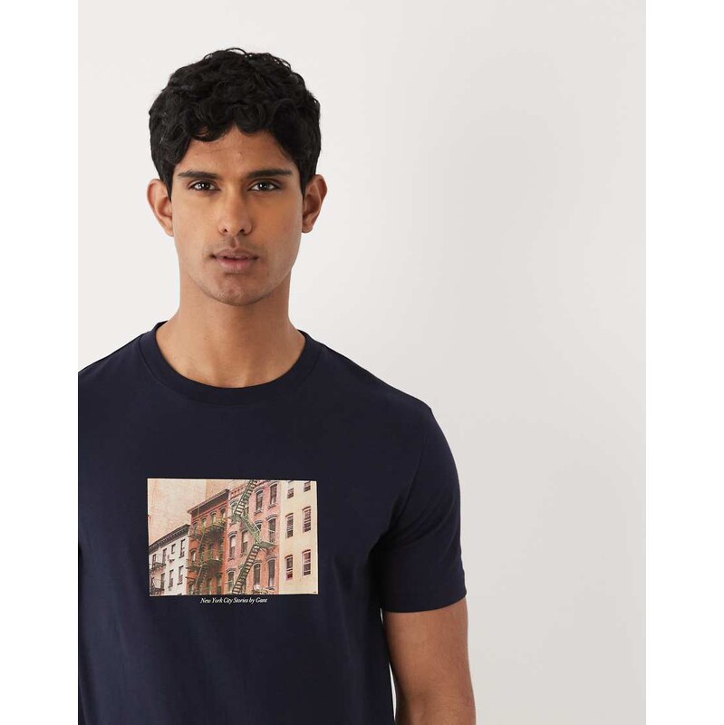 Gant image graphic short sleeve t-shirt in dark blue