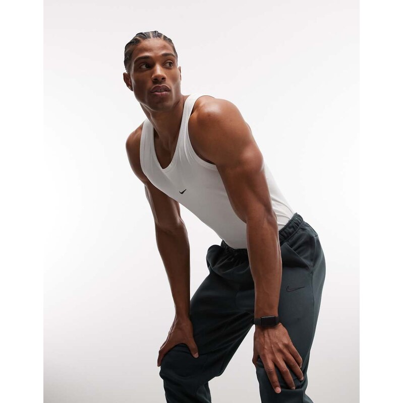 Nike Training Athletic Club ribbed vest in white