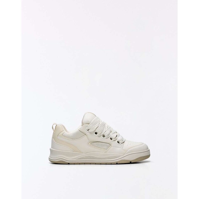 Bershka Chunky skate trainers in white
