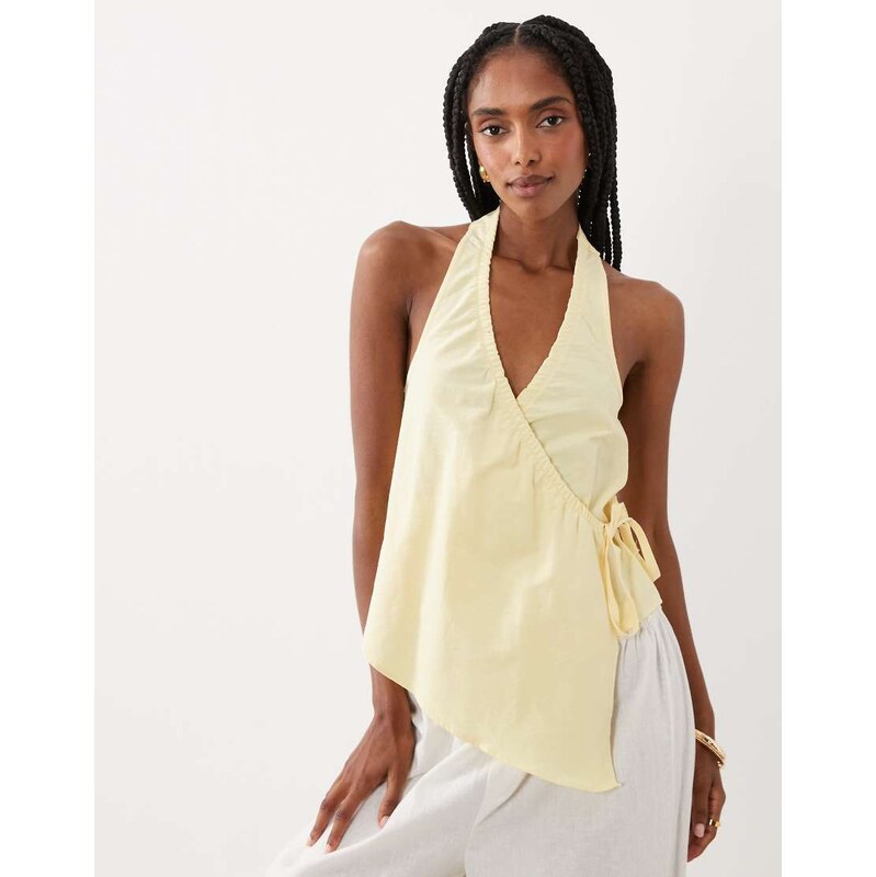 ASOS DESIGN linen blend sleeveless top in buttermilk co ord
