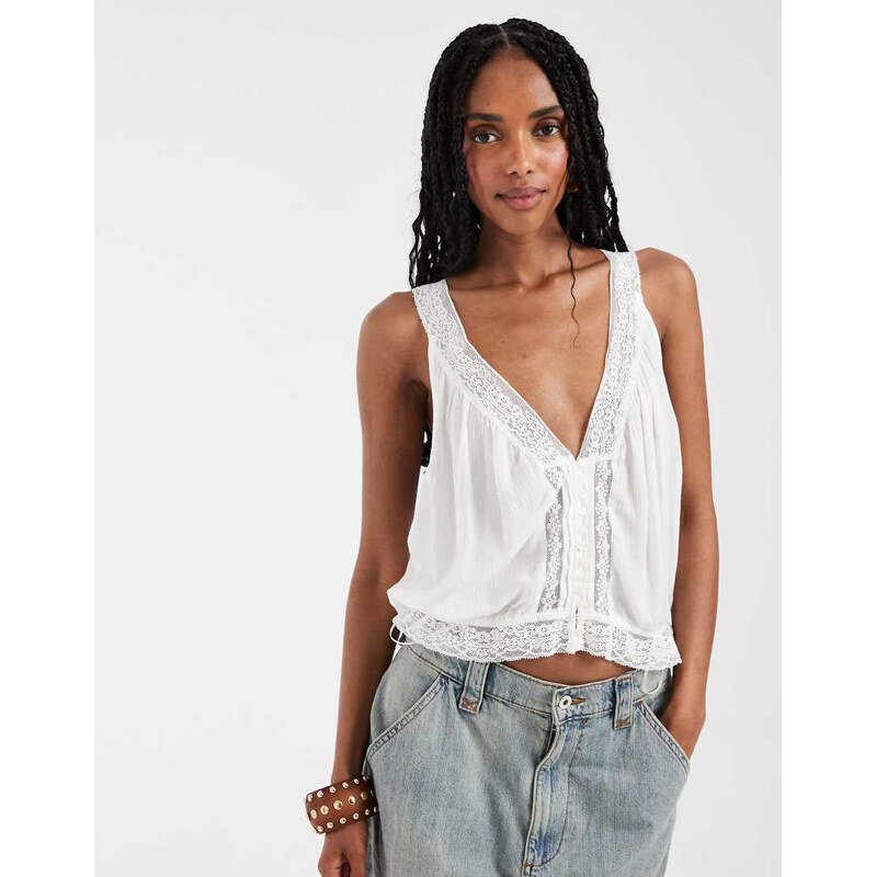 Free People celeste tank top in clean ivory-White