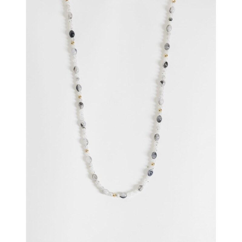 ASOS DESIGN beaded necklace in grey