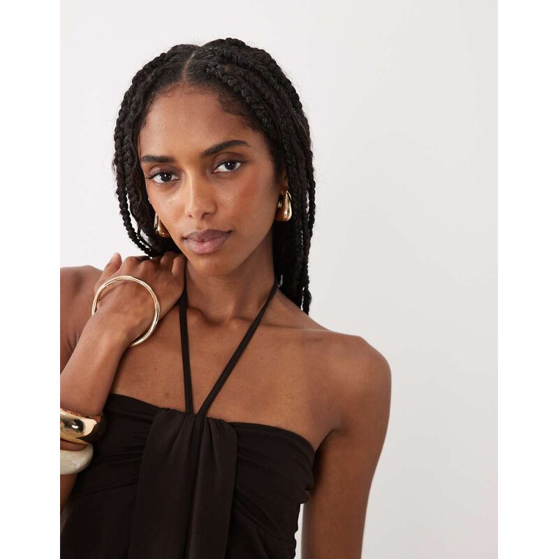 Motel lue halter neck top in brown