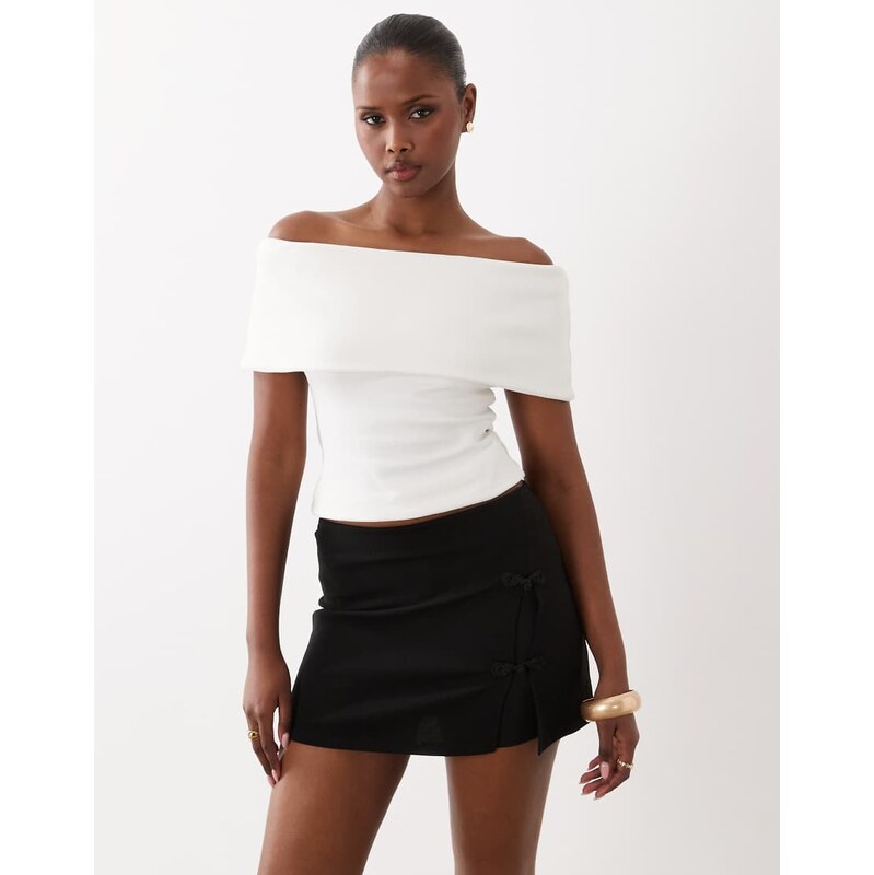 ASOS DESIGN co-ord crepe a-line mini skort with rouleau loops in