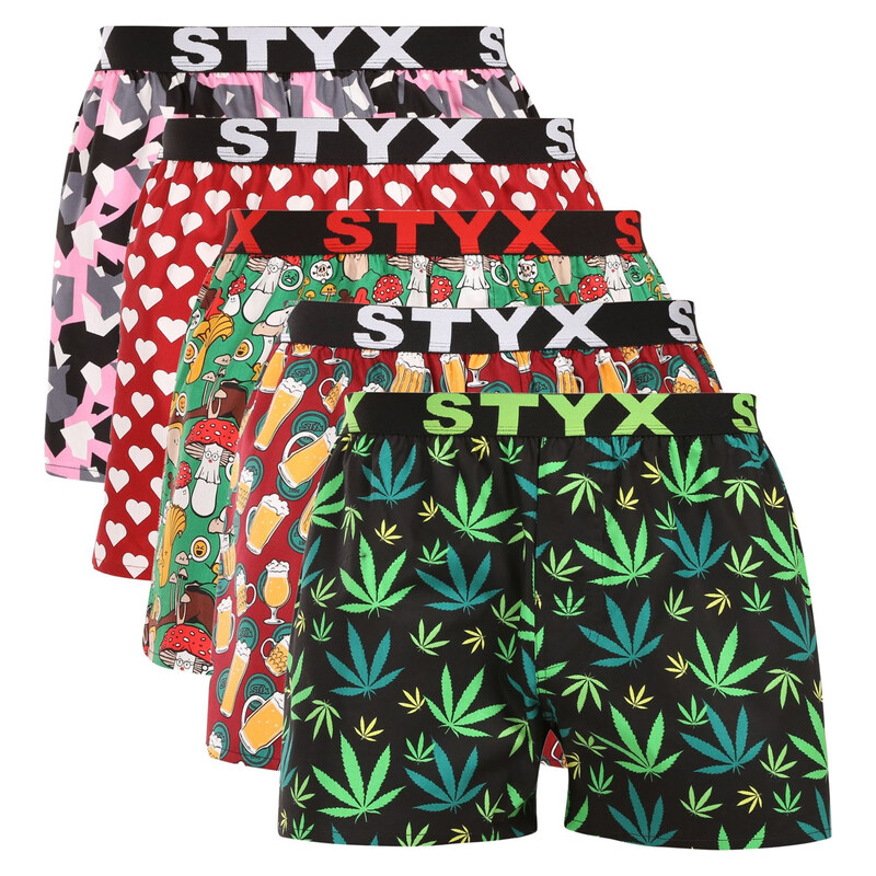 5PACK pánské trenky Styx art sportovní guma vícebarevné