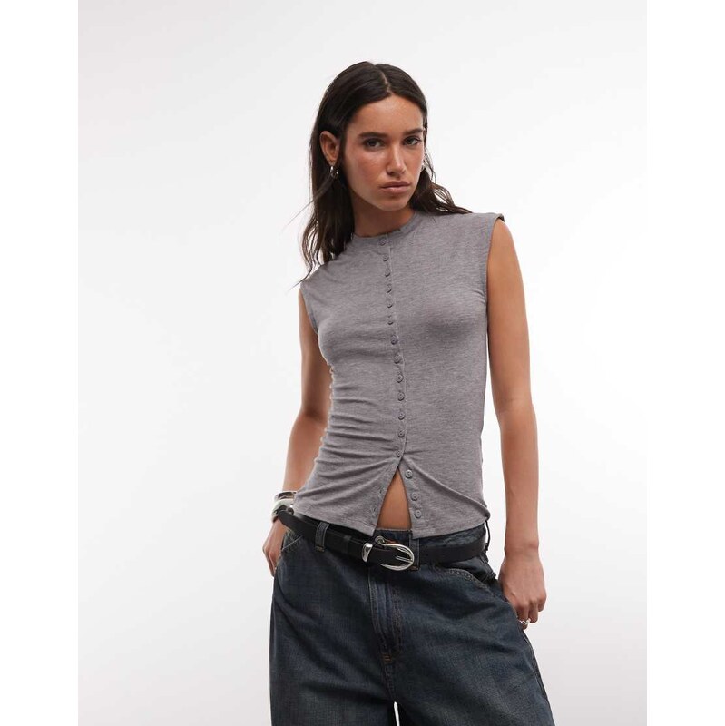 Weekday button front top in grey