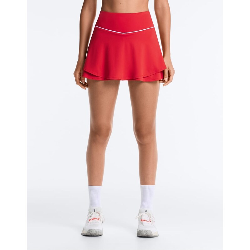 OYSHO Comfortlux high-rise piping mini skirt in strong red