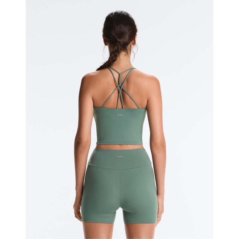 OYSHO Comfortlux crossover strap tank top in green