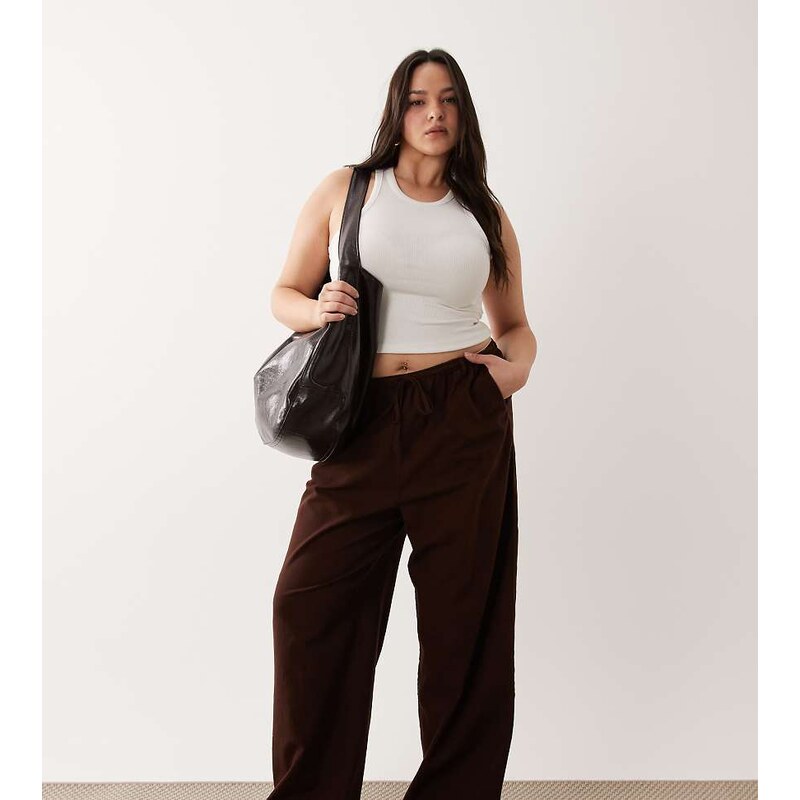 ASOS Curve ASOS DESIGN Curve linen look pull on trousers in
