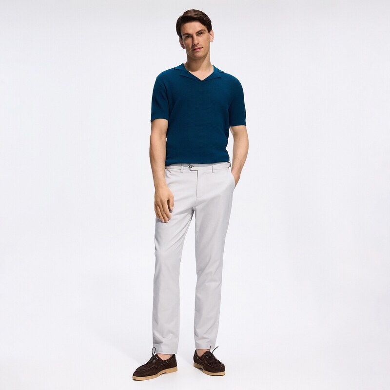 Reserved - Kalhoty chino slim fit - světle šedá