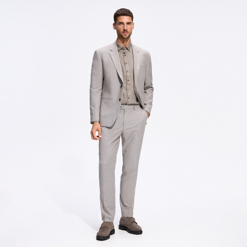 Reserved - Oblekové kalhoty slim fit - kávová