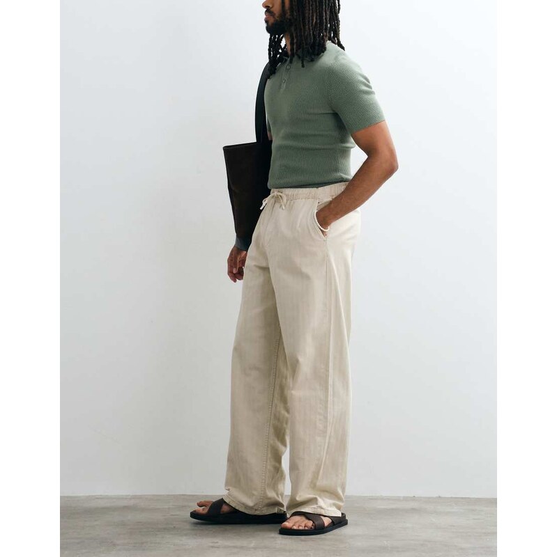 ASOS DESIGN loose trouser in stone-Neutral